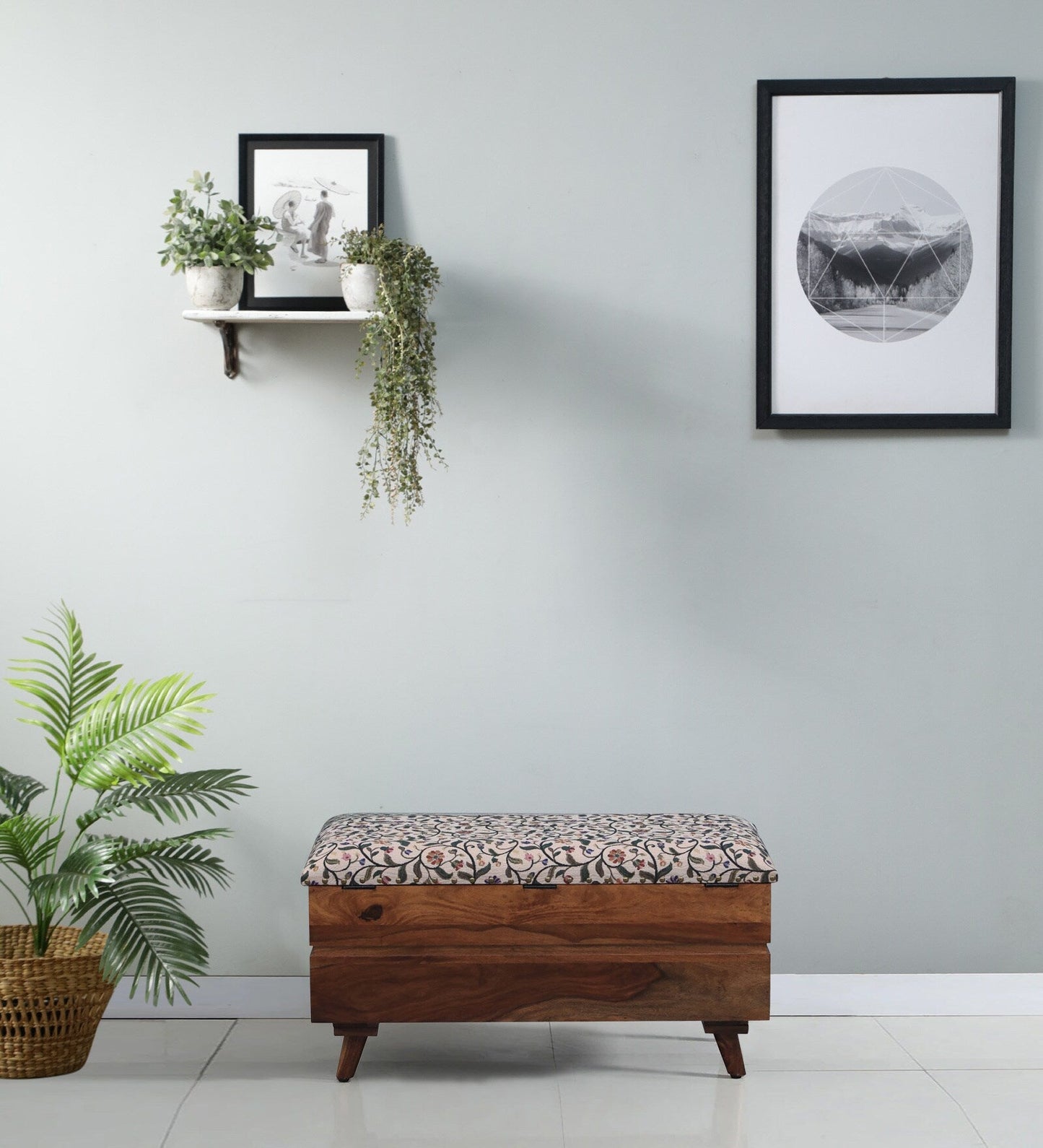 Sheesham Wood Trunk With Storage In Scratch Resistant Rustic Teak Finish