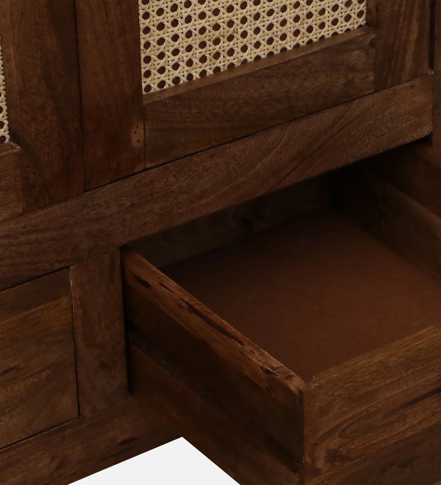 Mango Wood 2 Door Wardrobe In Rustic Teak Finish With Drawer