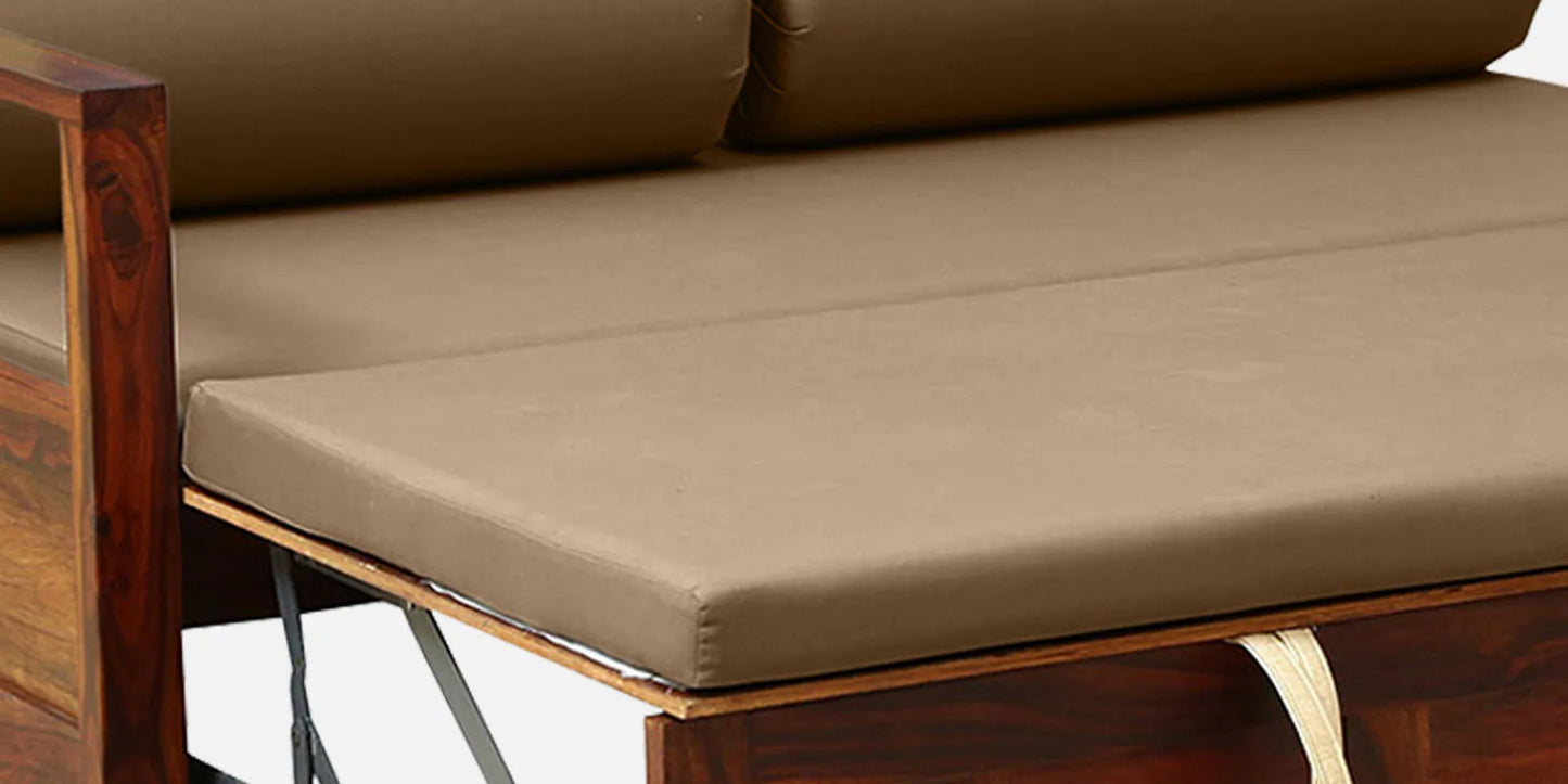 Sheesham Wood Pull Out Sofa Cum Bed In Honey Oak Finish
