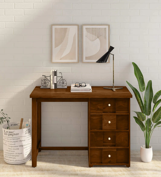 Sheesham Wood Writing Table In Scratch Resistant Provincial Teak Finish With Drawers