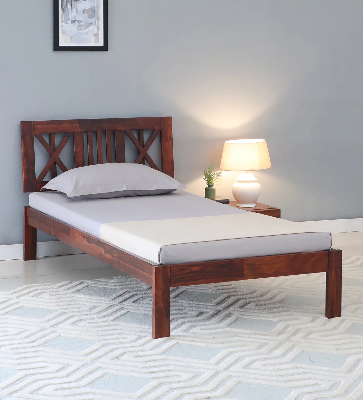 Sheesham Wood Single Bed In Honey Oak Finish