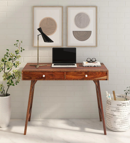Sheesham Wood Writing Table In Scratch Resistant Provincial Teak Finish