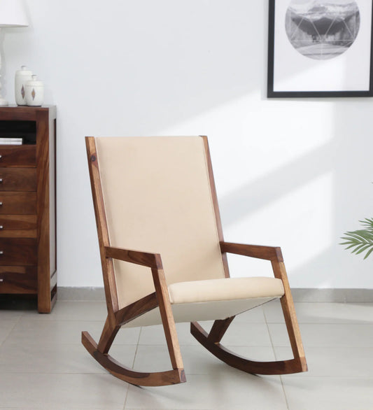 Rezzan Sheesham Wood Rocking Chair in Rustic Teak Finish