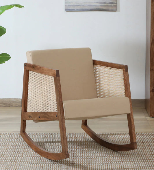 Baarn Mango Wood Rocking Chair In Rustic Teak Finish