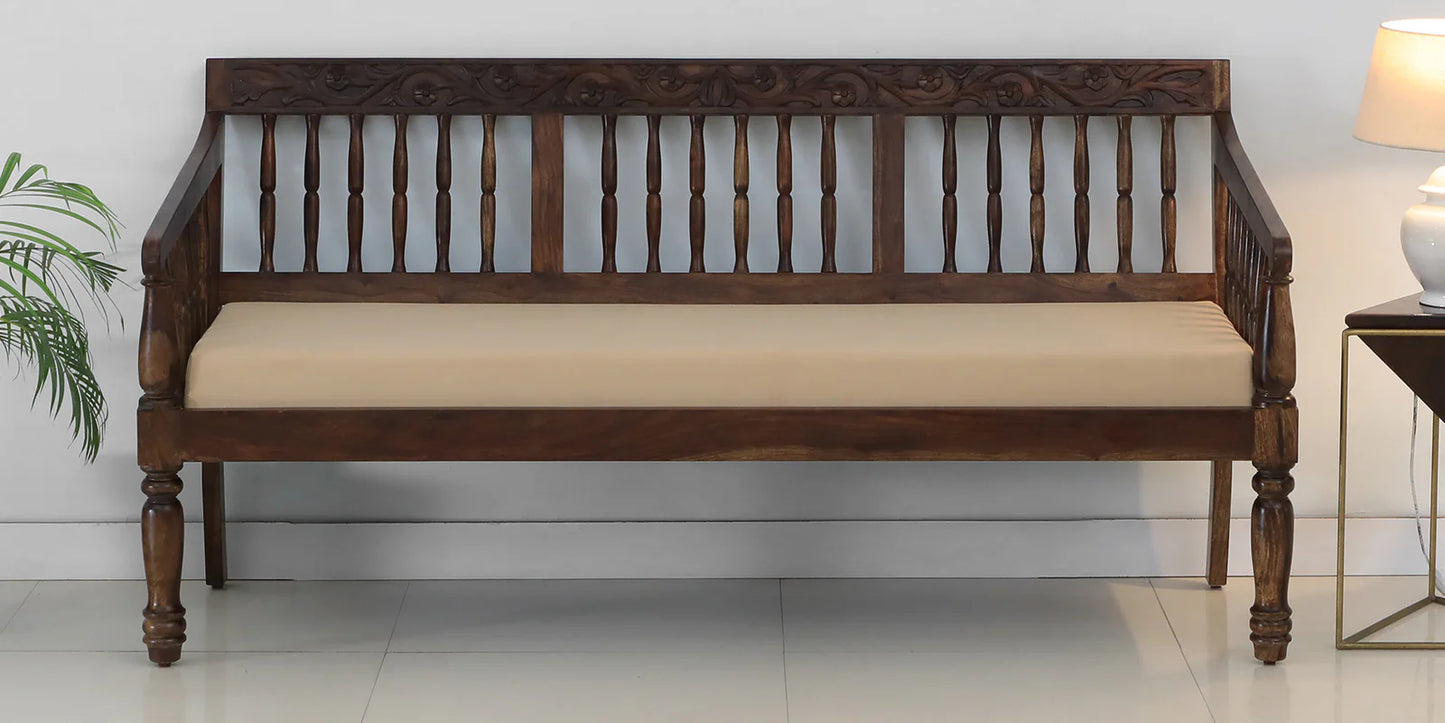 Sheesham Wood 3 Seater Sofa In Provincial Teak Finish