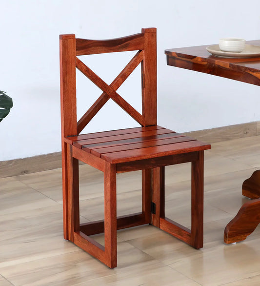 Sheesham Wood Folding Chair In Honey Oak Finish (Set Of 2)