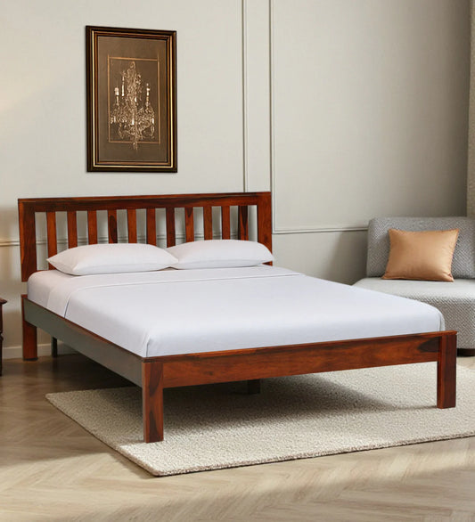 Sheesham Wood King Size Bed In Honey Oak Finish