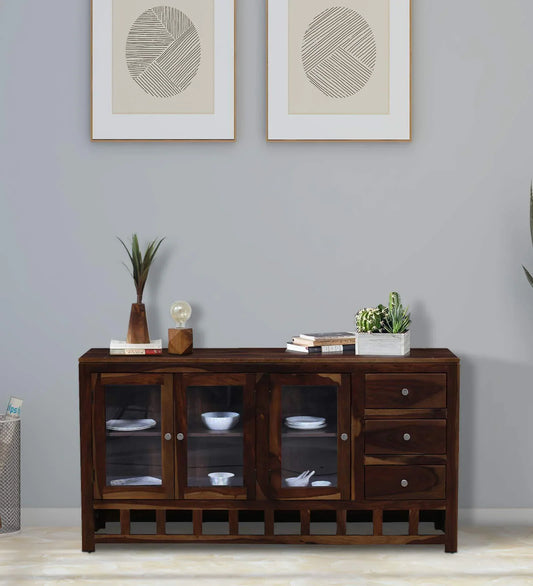 Sheesham Wood Crockery Unit in Scratch Resistant Provincial Teak Finish