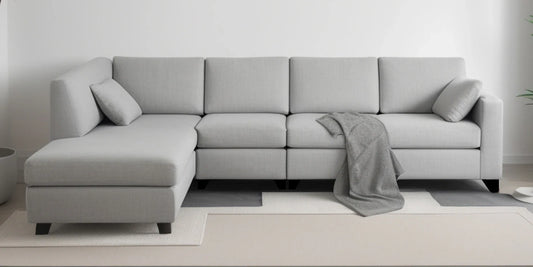 RHS Sectional Sofa (3+ Lounger) In Grey Colour