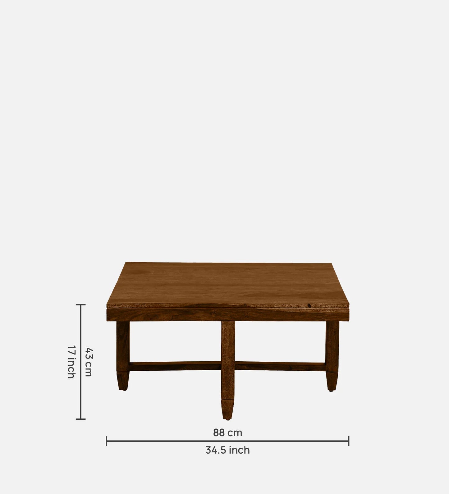 Sheesham Wood Nesting Coffee Table Set in Provincial Teak Finish With Cushioned Stools