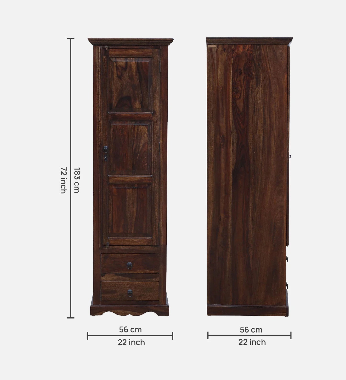 Sheesham Wood 1 Door Wardrobe In Provincial Teak Finish