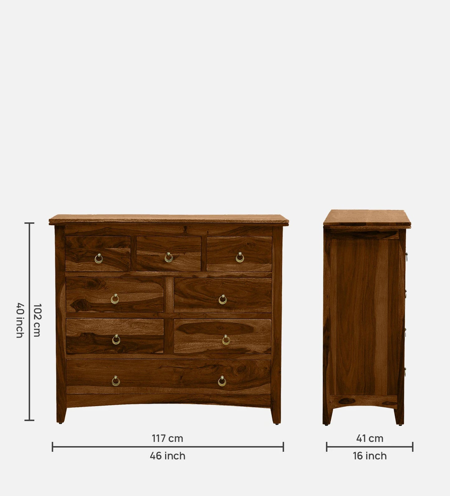 Sheesham Wood Chest Of Drawers in Scratch Resistant Provincial Teak Finish