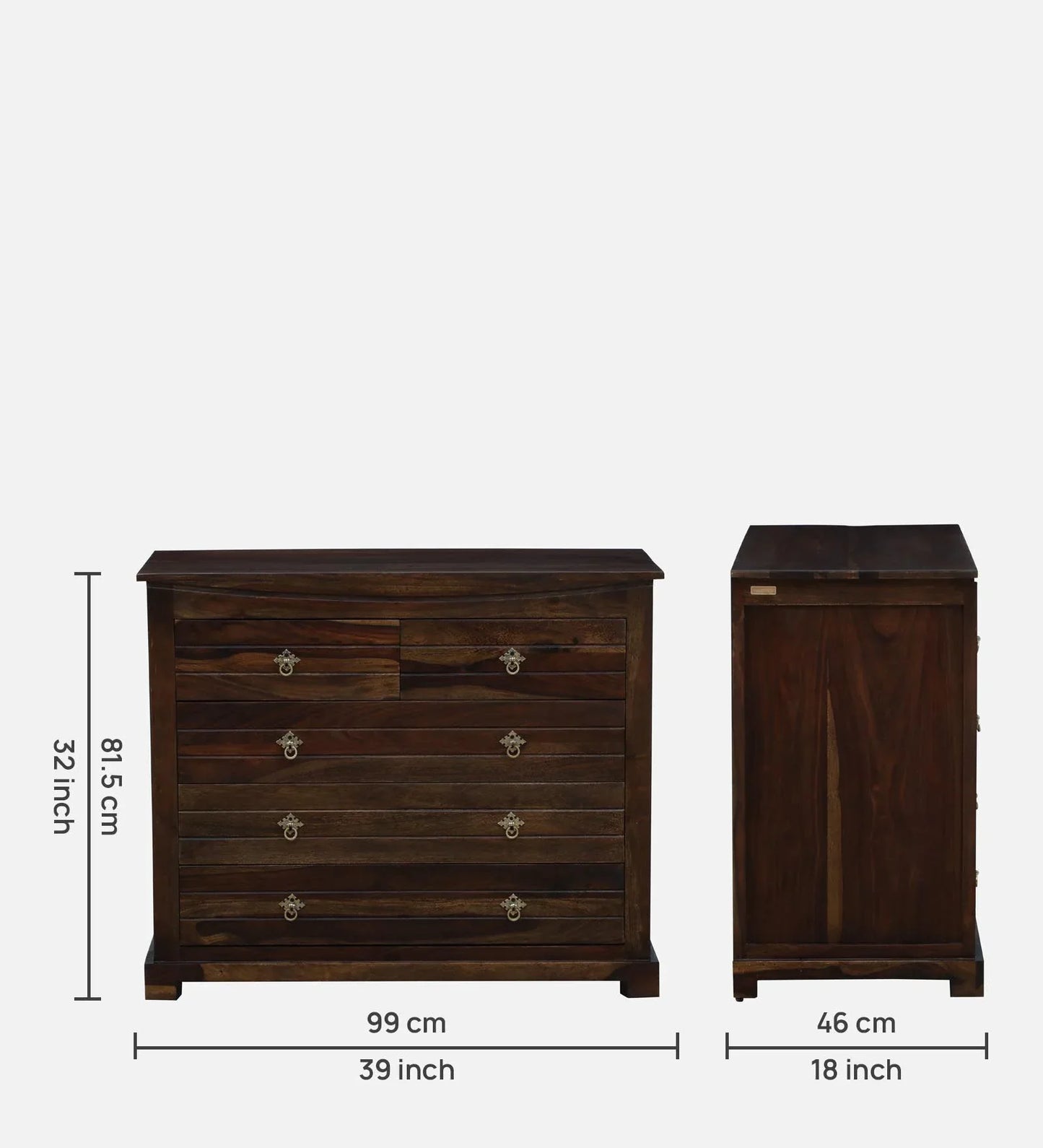 Sheesham Wood Chest Of Drawers in Scratch Resistant Provincial Teak Finish