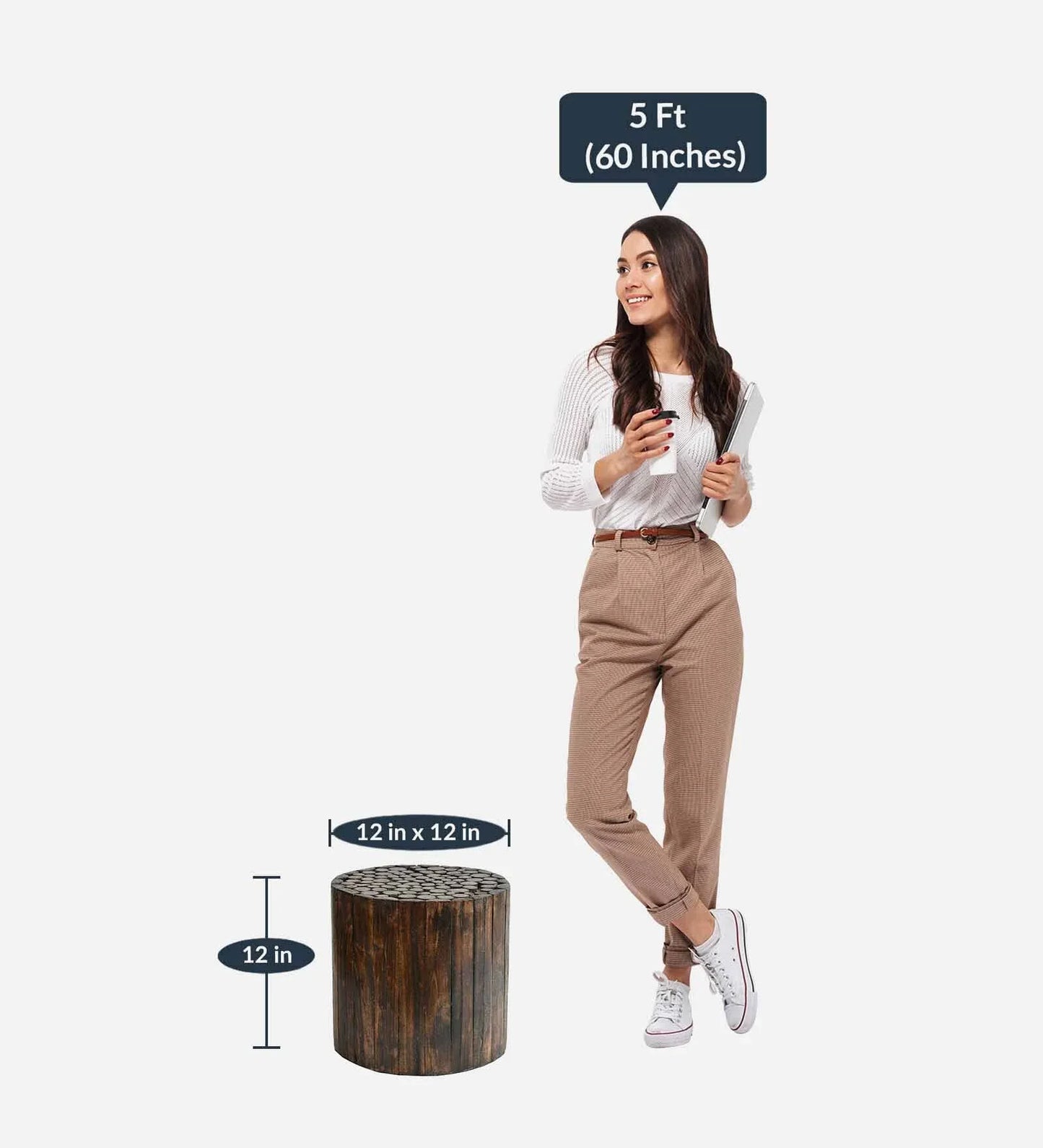 Solid Wood Foot Stool in Brown Colour