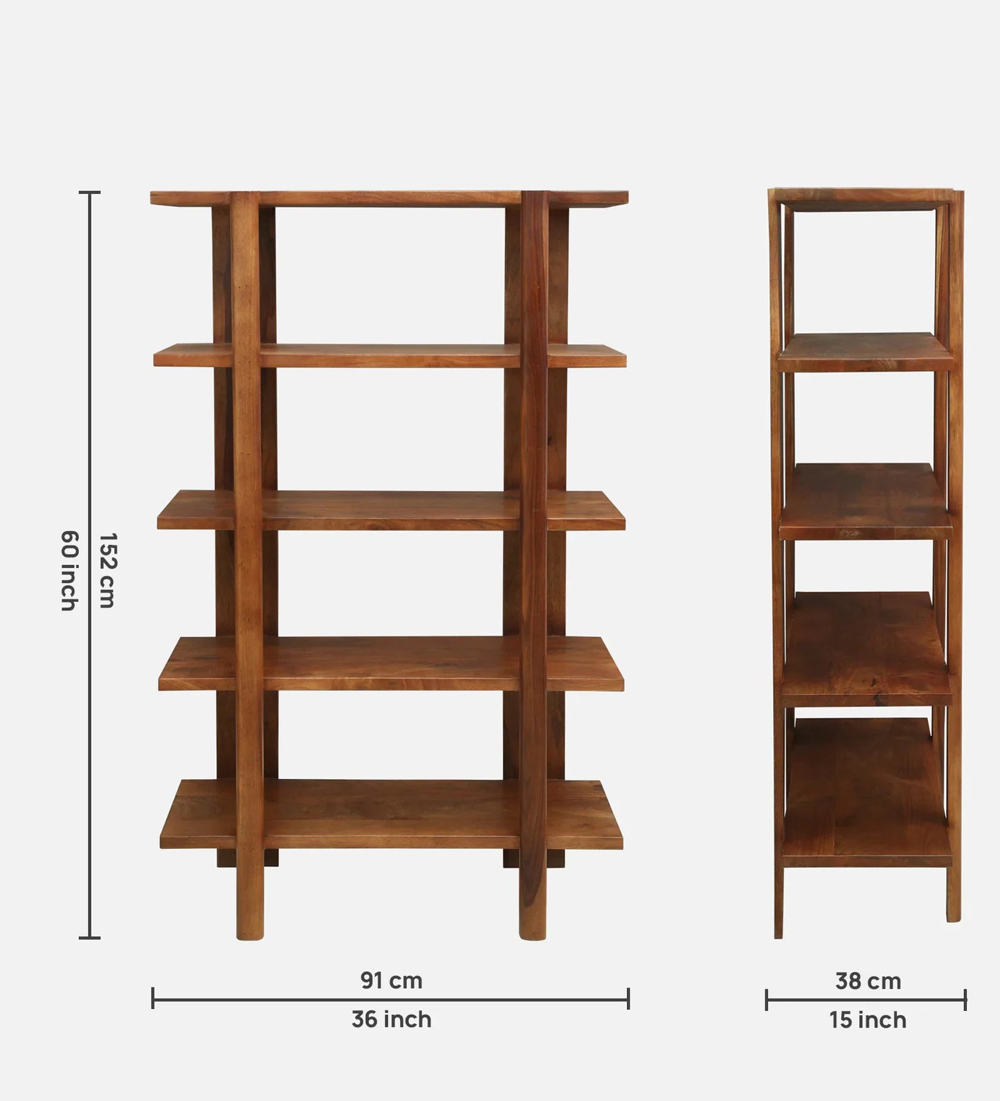 Mango Wood Book Shelf In Walnet Finish