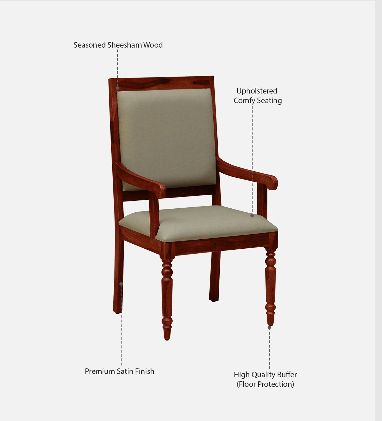 Warren Sheesham Wood Arm Chair In Honey Oak Finish