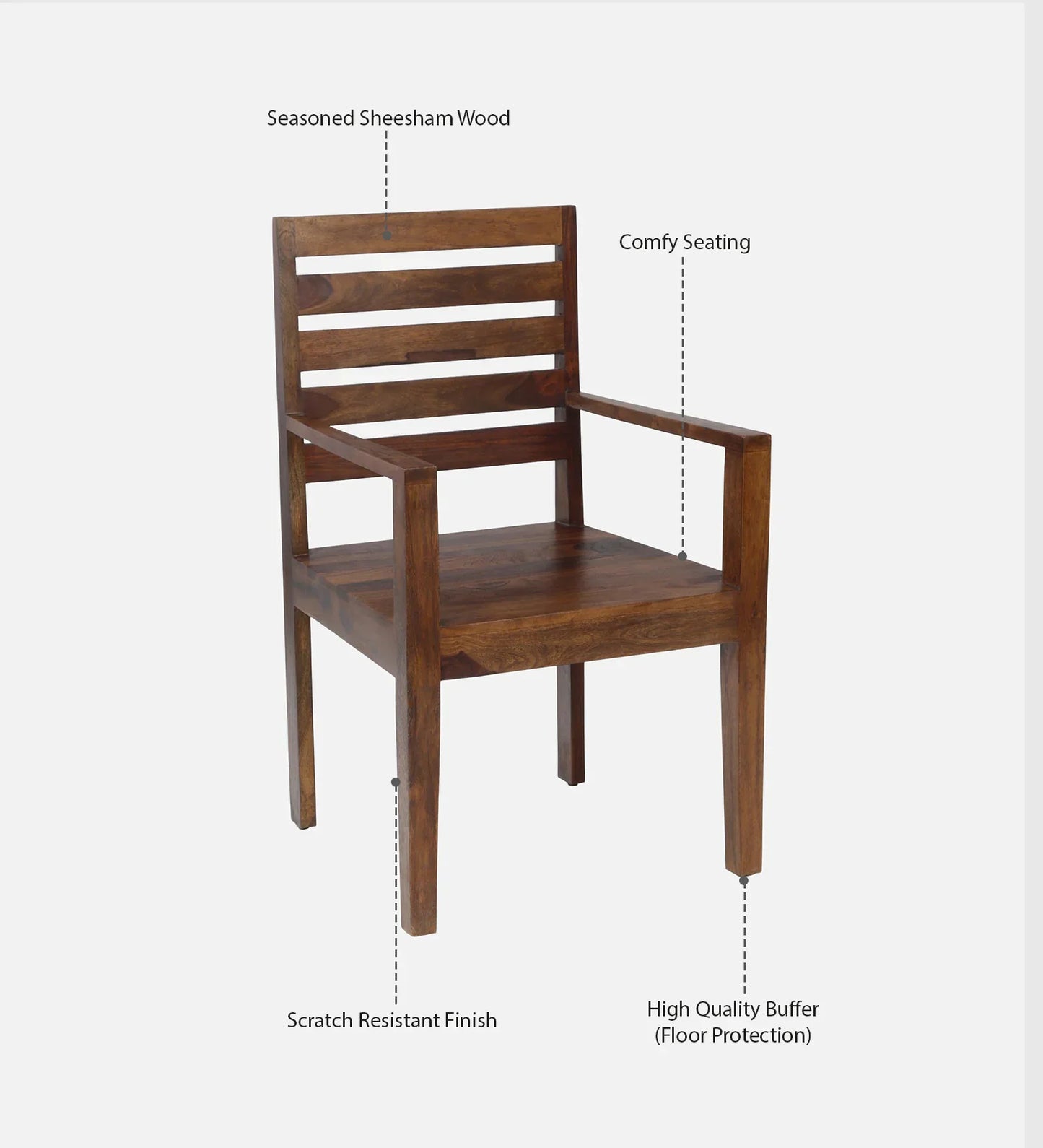 Stigen Sheesham Wood Arm Chair In Provincial Teak Finish