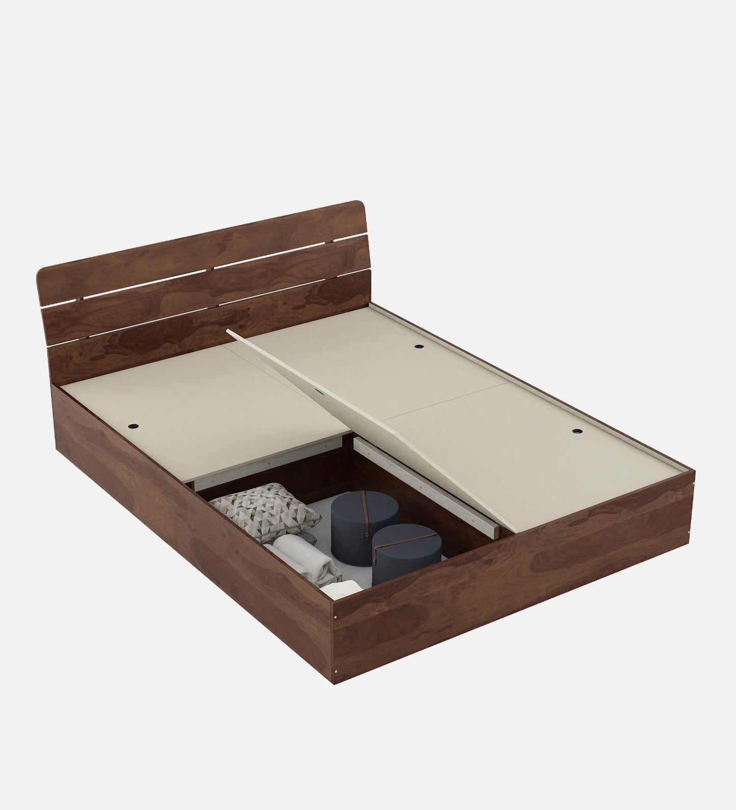 Queen Bed In Sheesham Finish With Box Storage