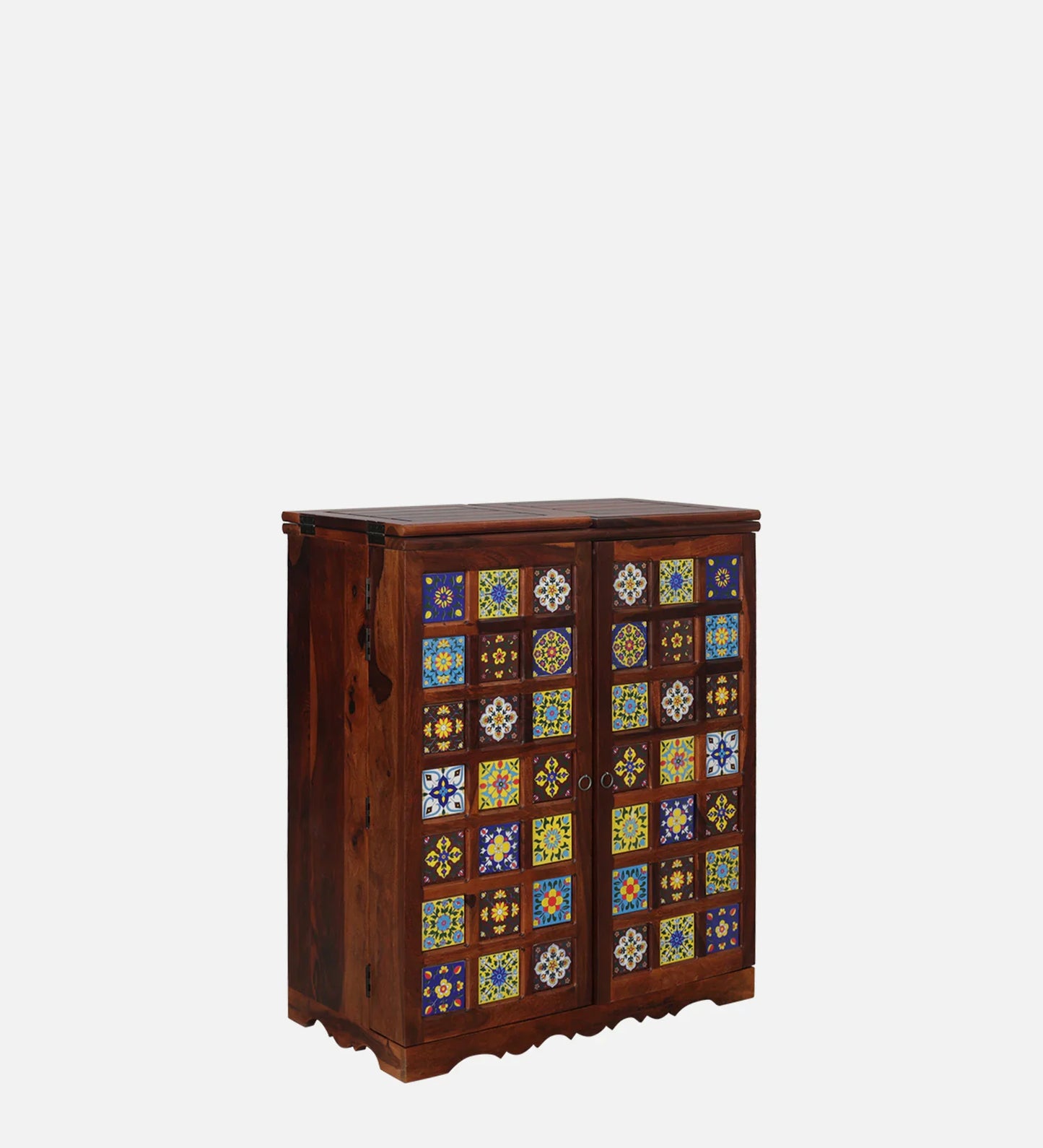 Sheesham Wood Bar Cabinet In Honey Oak Finish