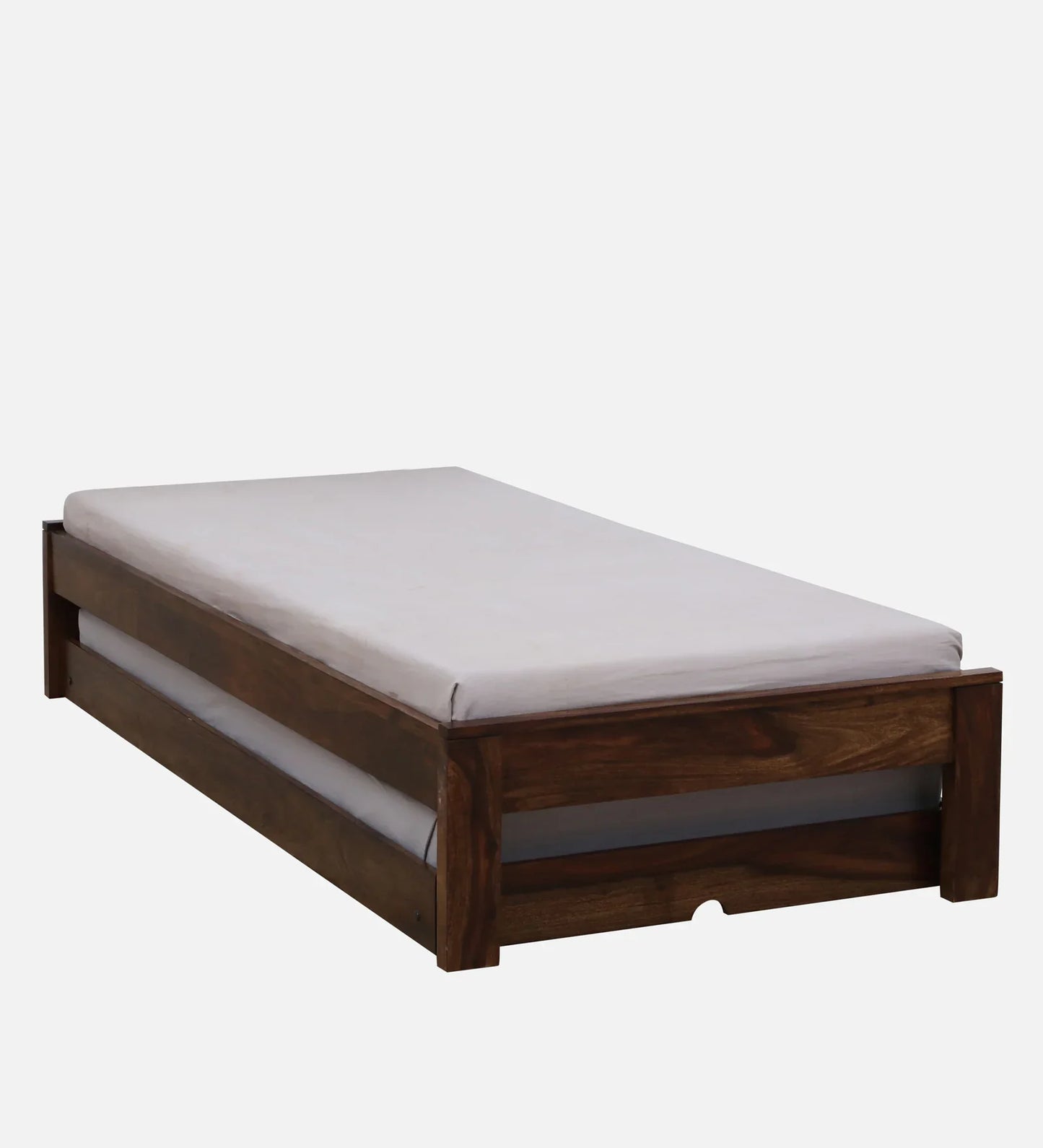 Sheesham Wood Single Bed In Provincial Teak Finish With Trundle