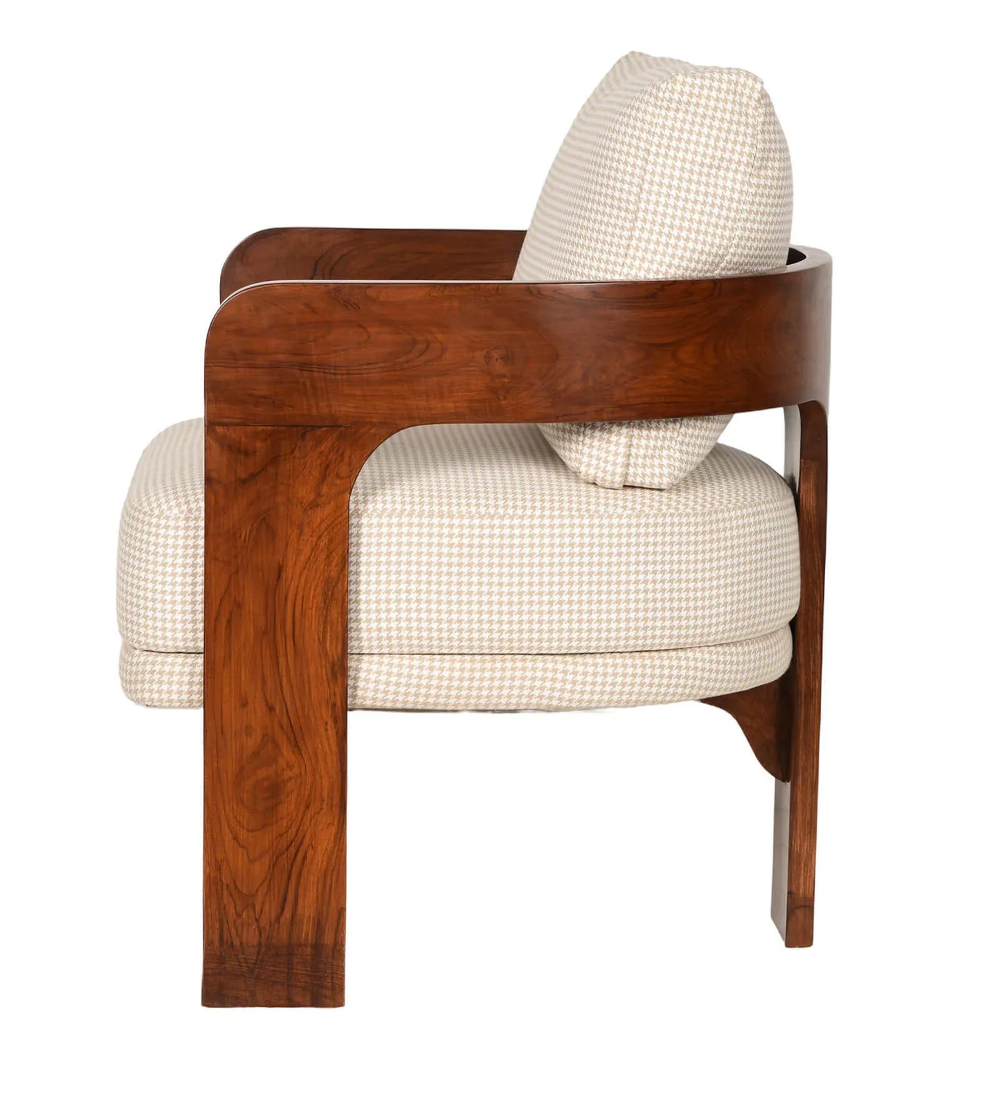 Aloa Fabric Arm Chair In Teak Finish