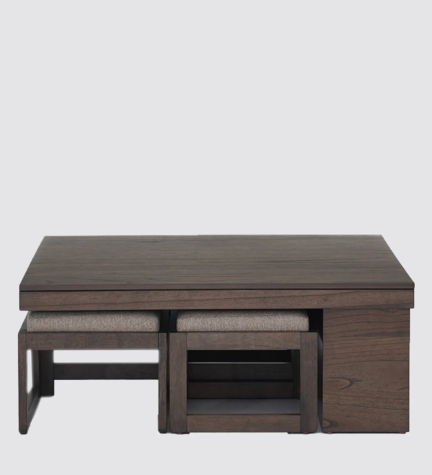 Coffee Table Set with 4 Stool in Brown Colour