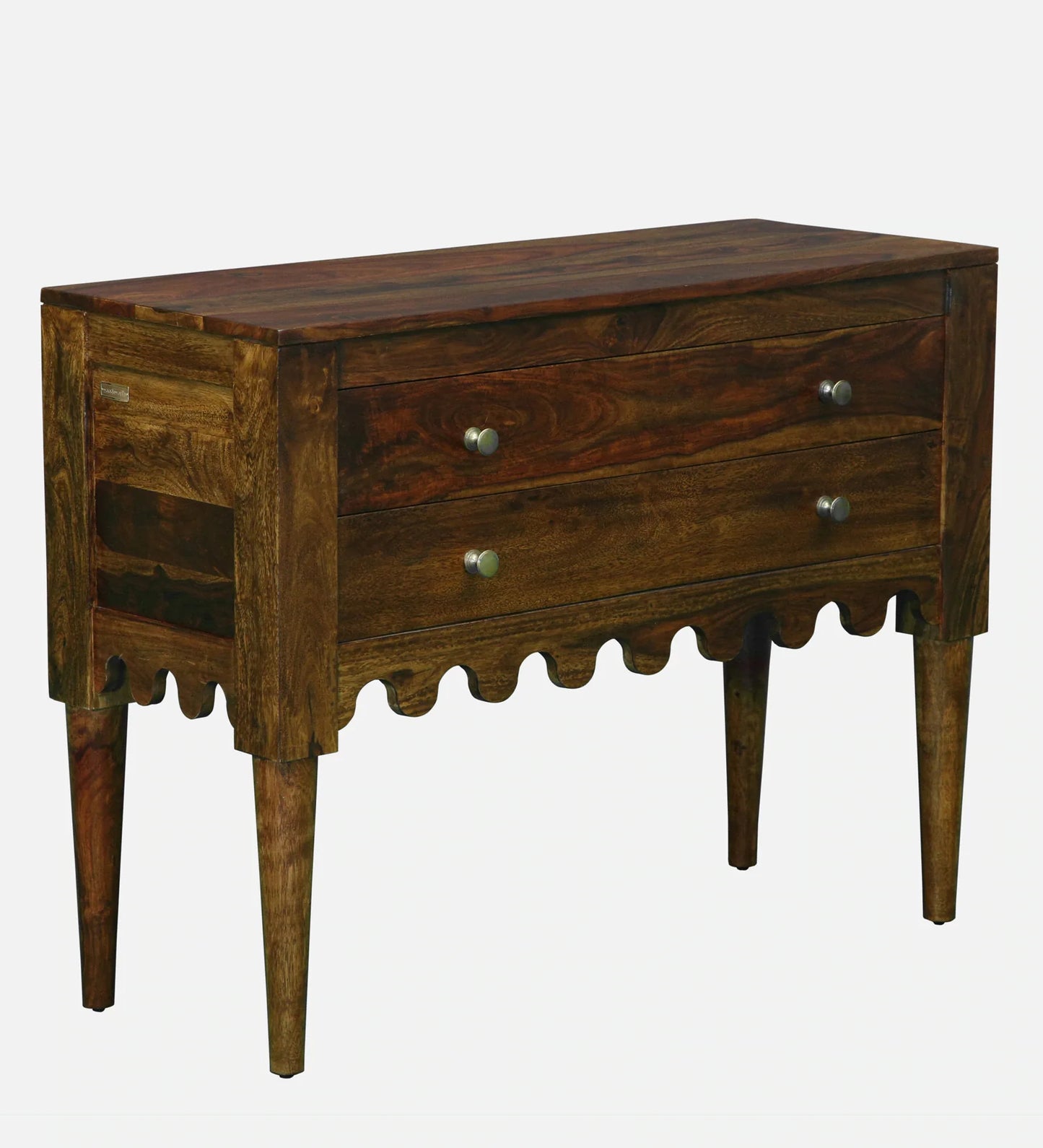 Ravenel Sheesham Wood Two Drawer Console Table In Provincial Teak Finish