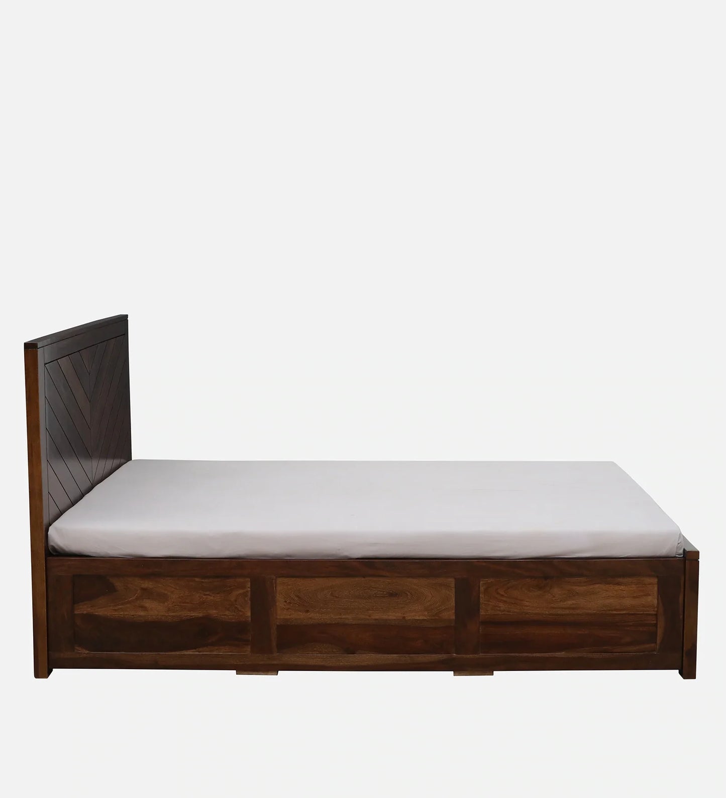 Sheesham Wood King Size Bed In Scratch Resistant Provincial Teak Finish With Hydraulic Storage