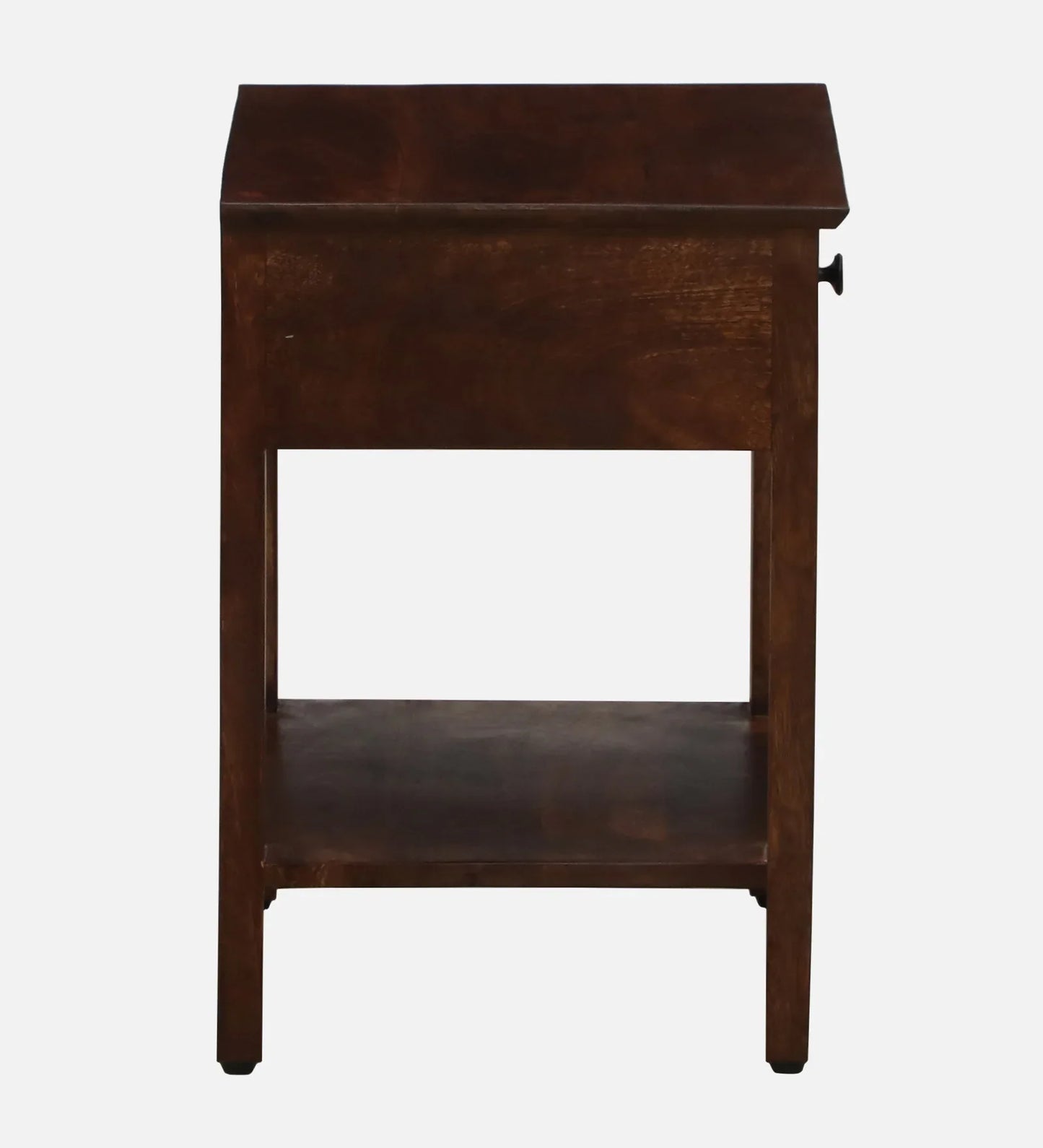 Zellige Solid Wood End Table In Tubbaq Finish With Drawer