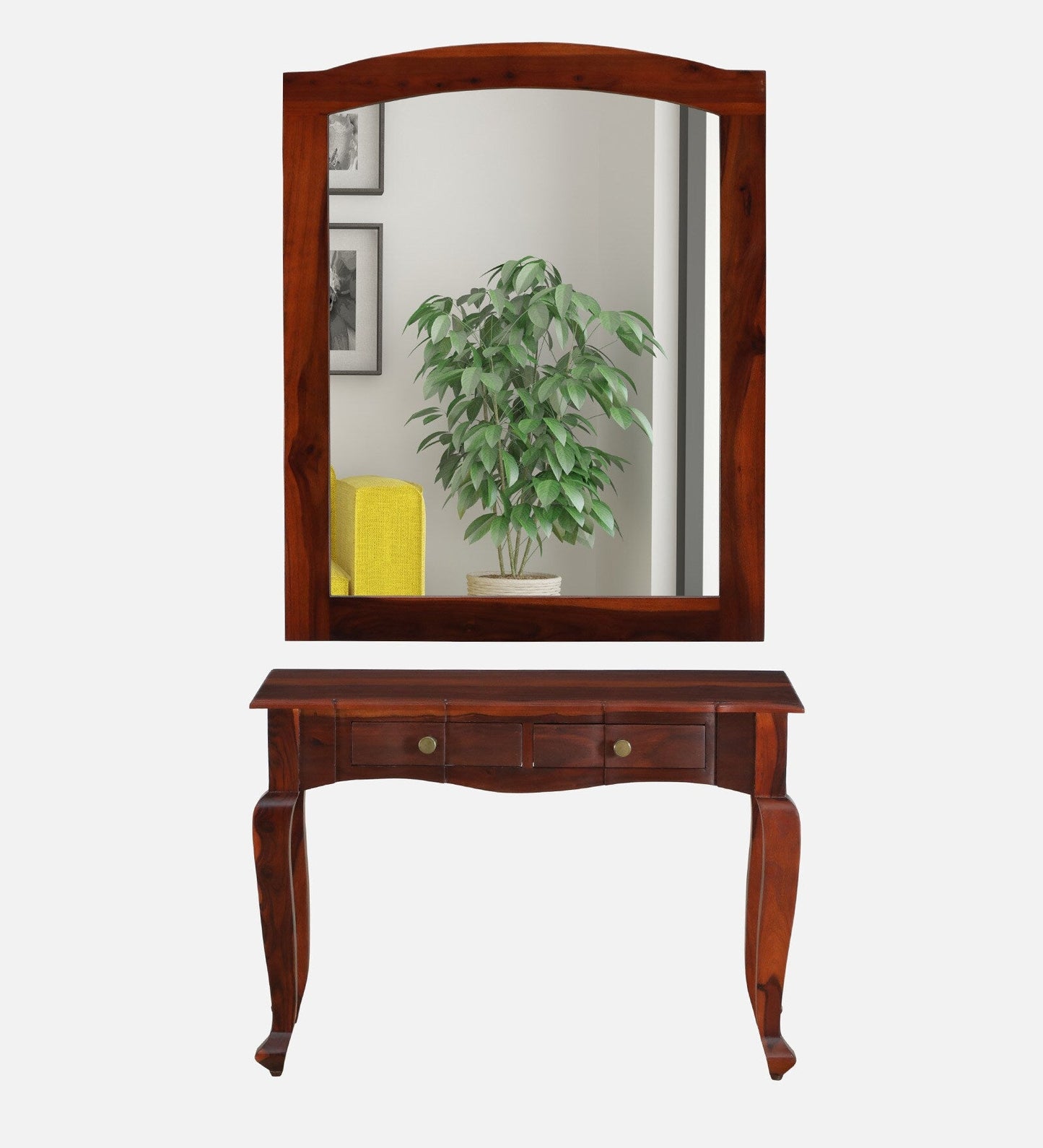 Sheesham Wood Dressing Cabinet In Honey Oak Finish With Mirror