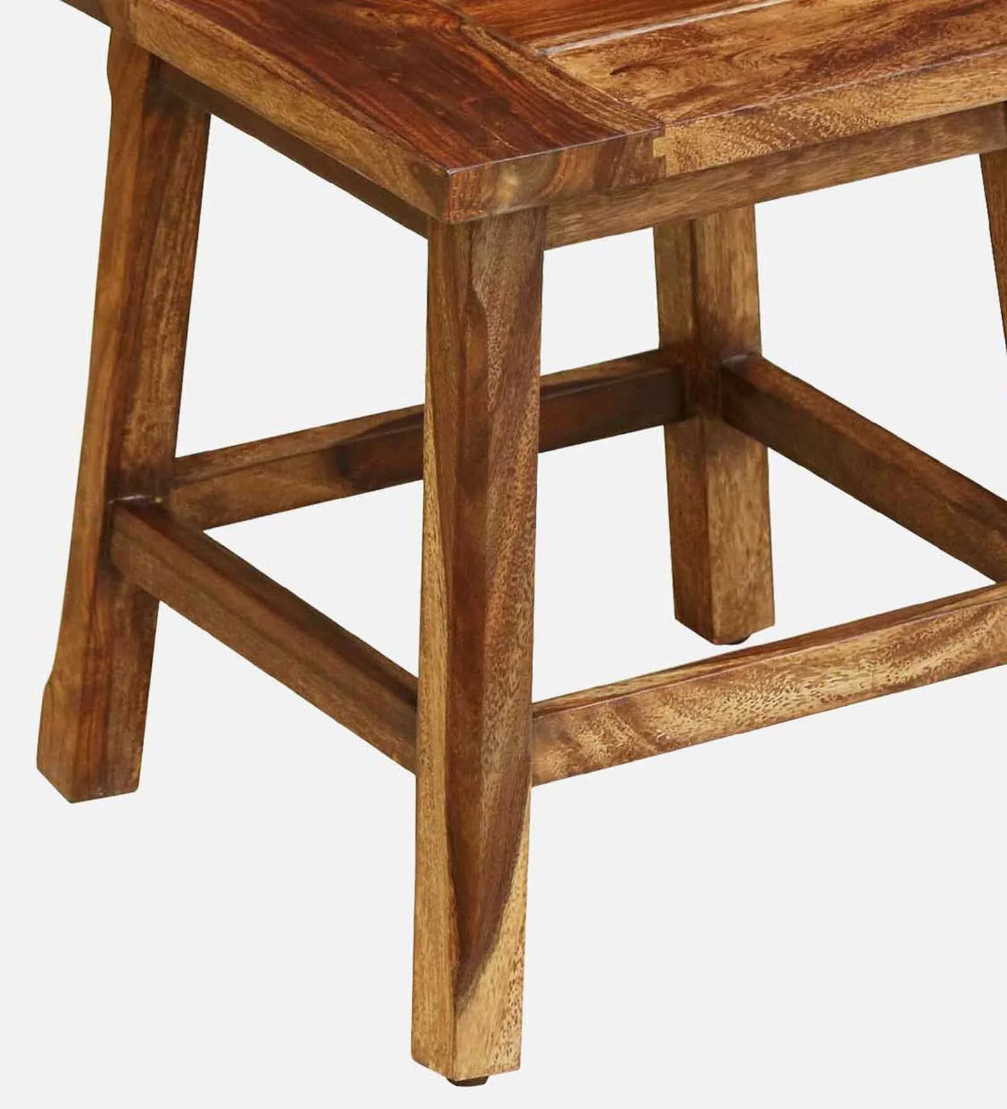 Sheesham Wood Seating Stool In Rustic Teak Finish