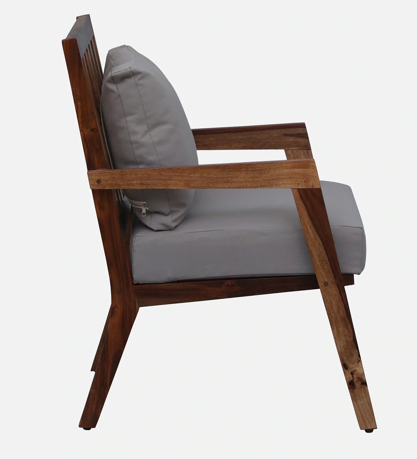 Milton Sheesham Wood Arm Chair In Grey & Rustic Teak Finish