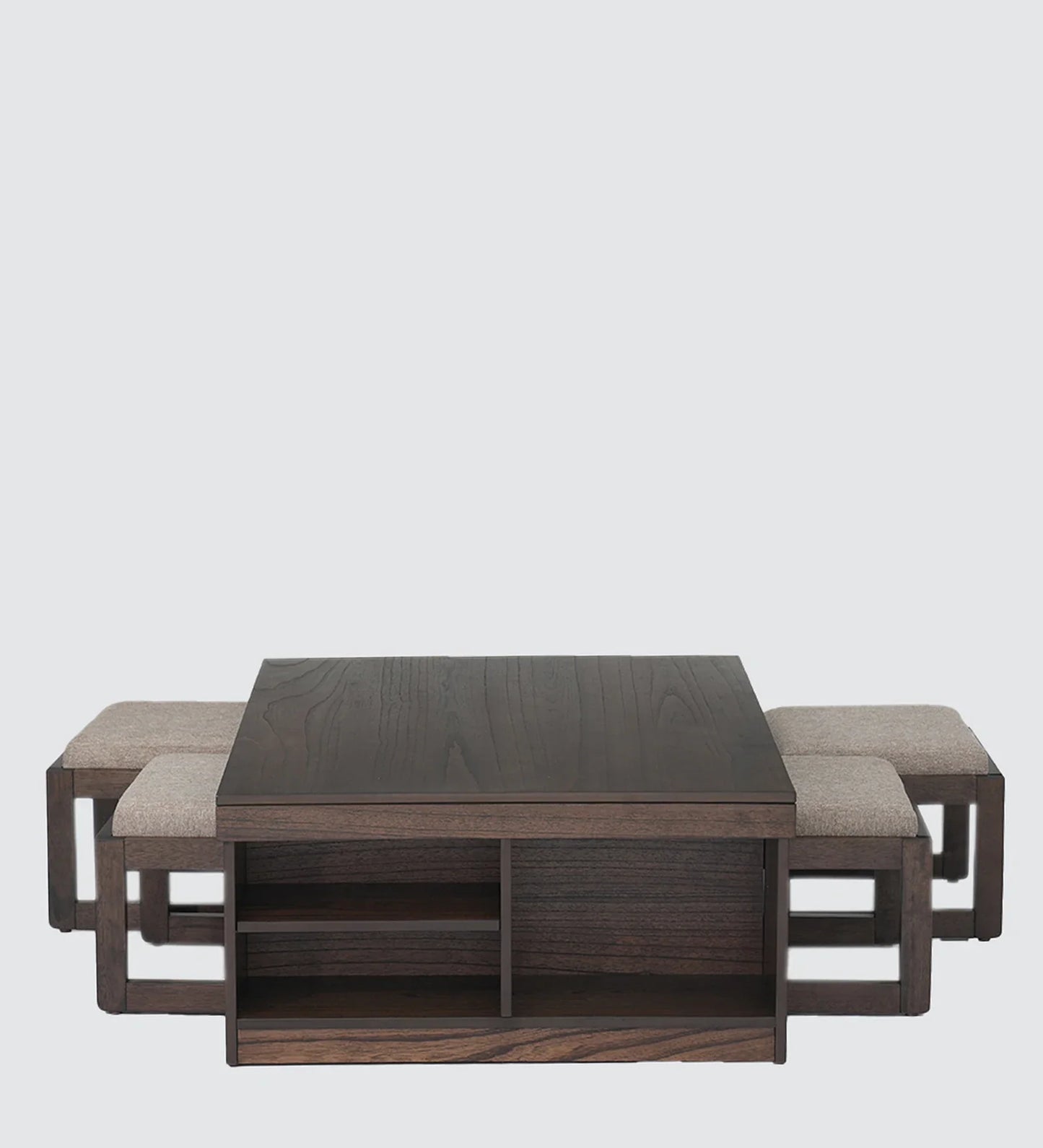 Coffee Table Set with 4 Stool in Brown Colour