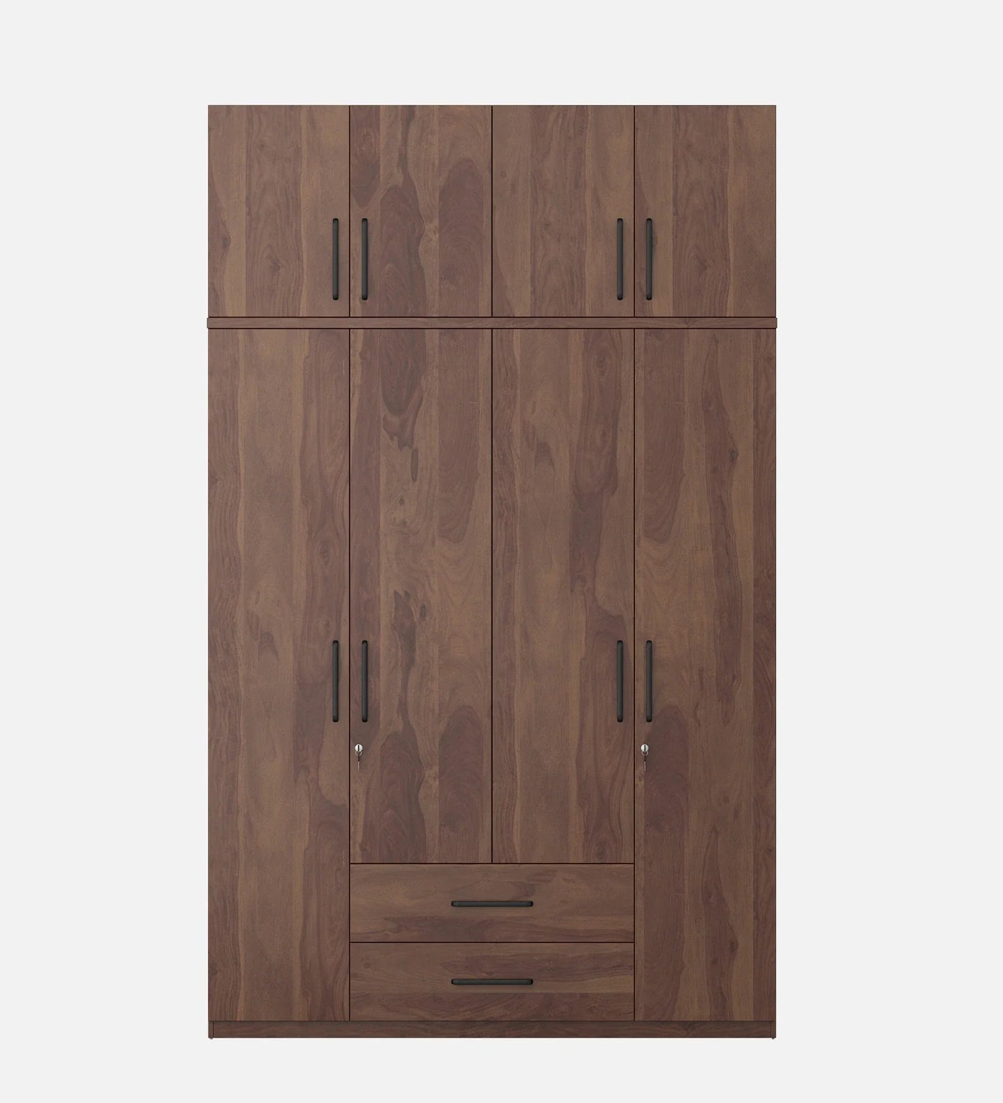 Solid Wood 4 Door Wardrobe With Loft In Sheesham Finish With Locker & Drawer