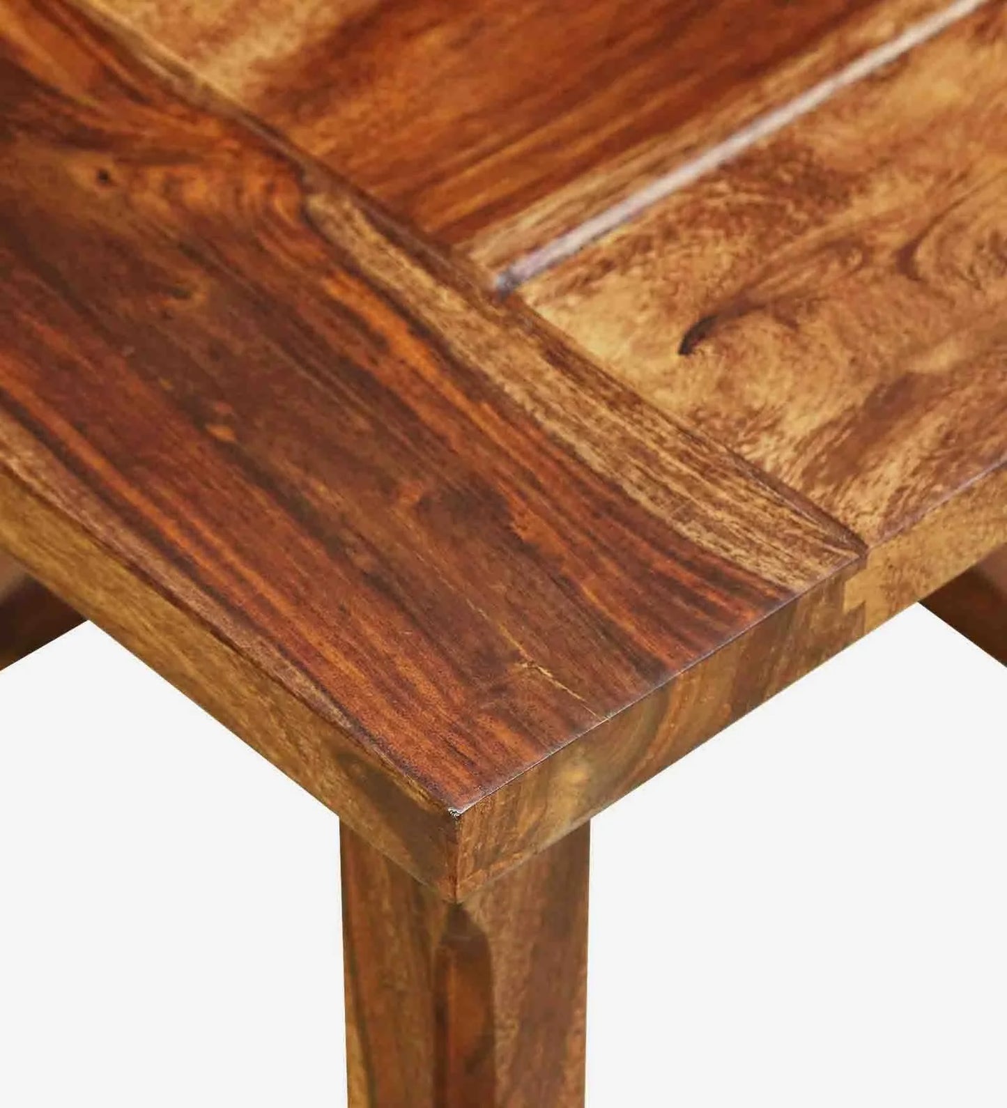 Sheesham Wood Seating Stool In Rustic Teak Finish