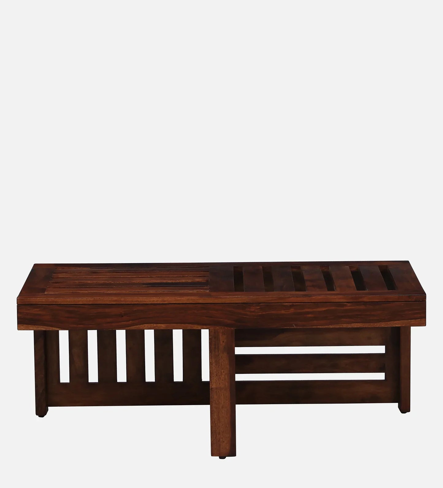 Solid Wood Nesting Coffee Table Set in Honey Oak Finish With Cushioned Stools