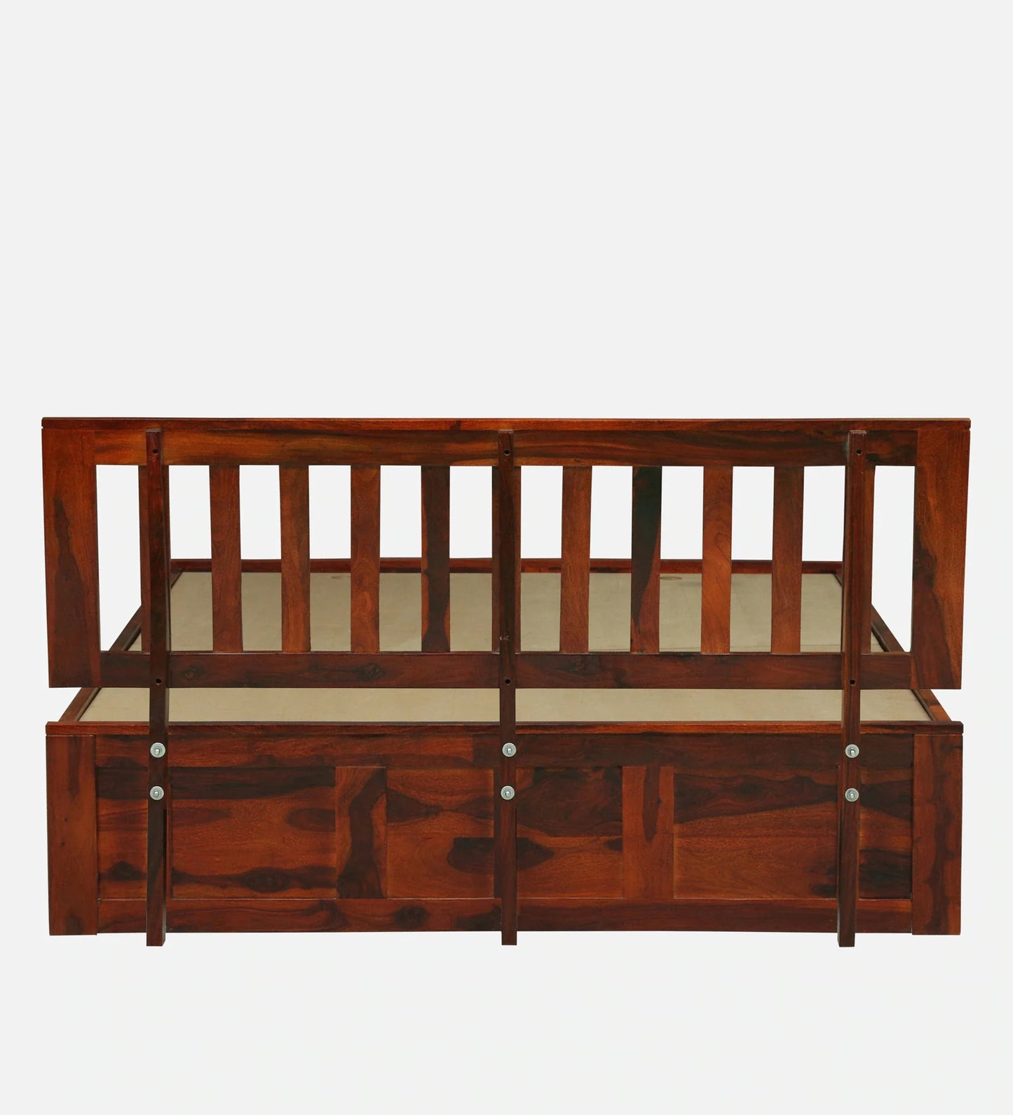 Sheesham Wood Queen Size Bed In Honey Oak Finish With Box Storage