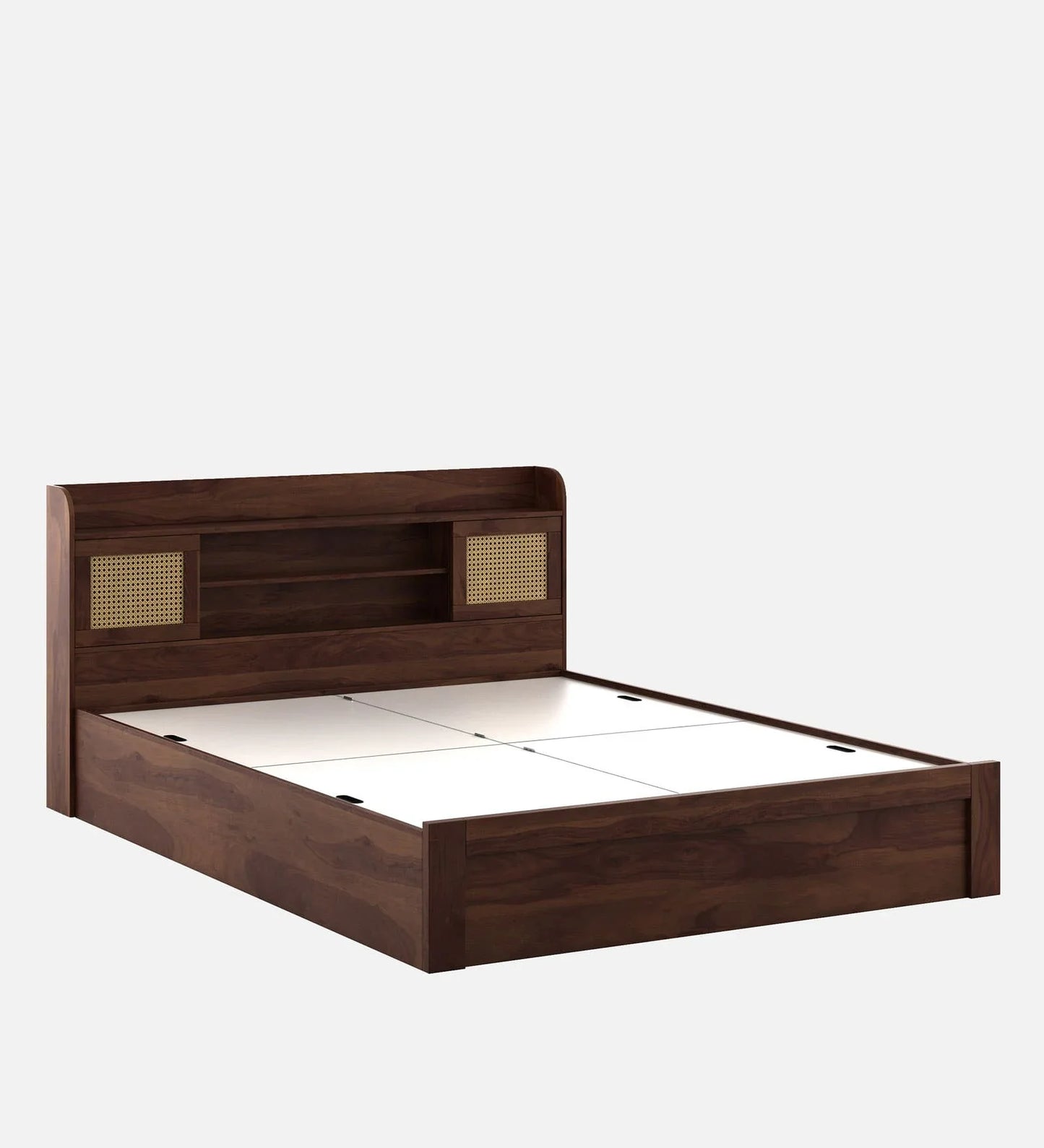 Queen Size Bed in Sheesham Melamine Finish with Box Storage