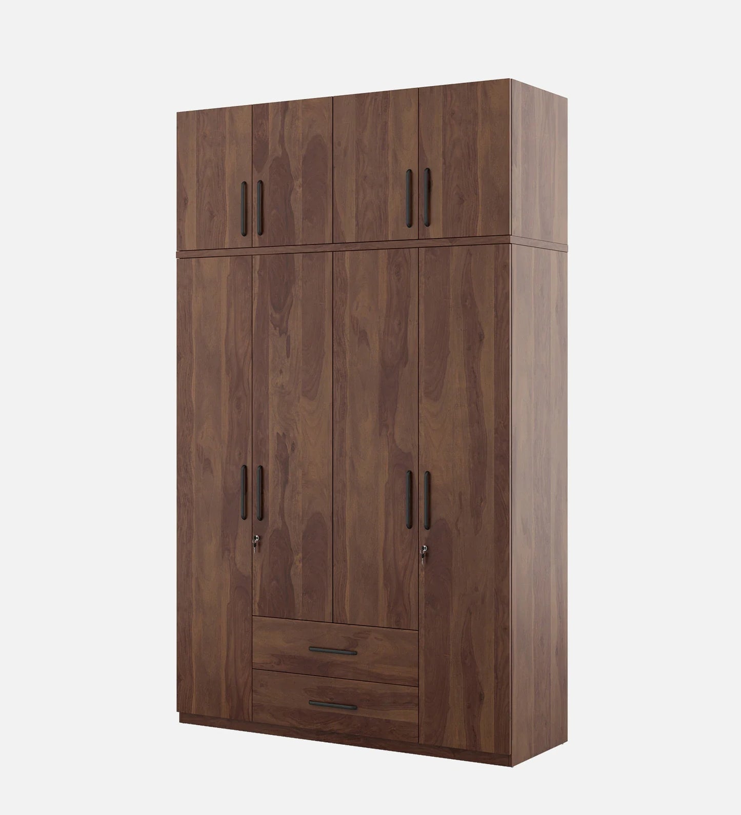 Solid Wood 4 Door Wardrobe With Loft In Sheesham Finish With Locker & Drawer