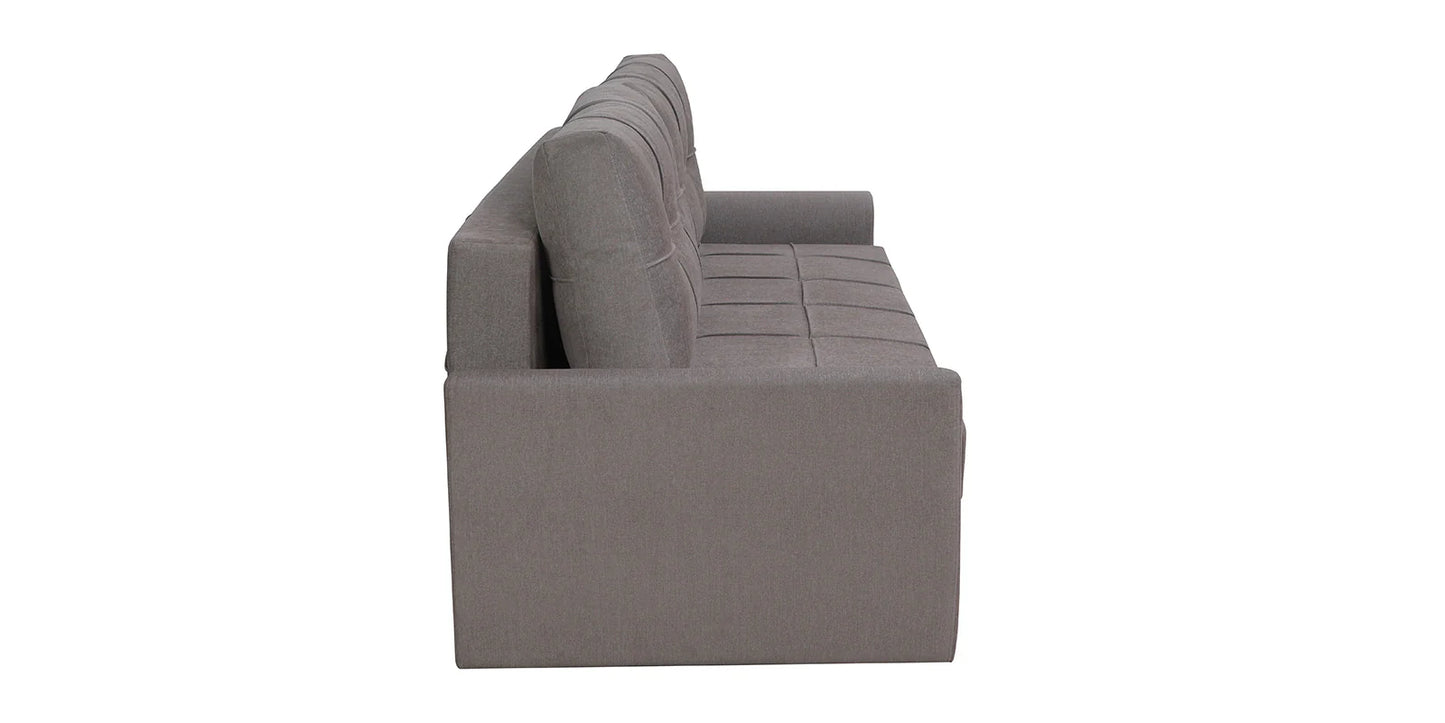 Fabric Pull Out Sofa Cum Bed In Sandy Brown Colour With Storage