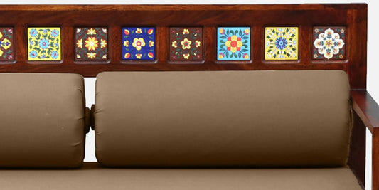 Sheesham Wood Pull Out Sofa Cum Bed In Honey Oak Finish