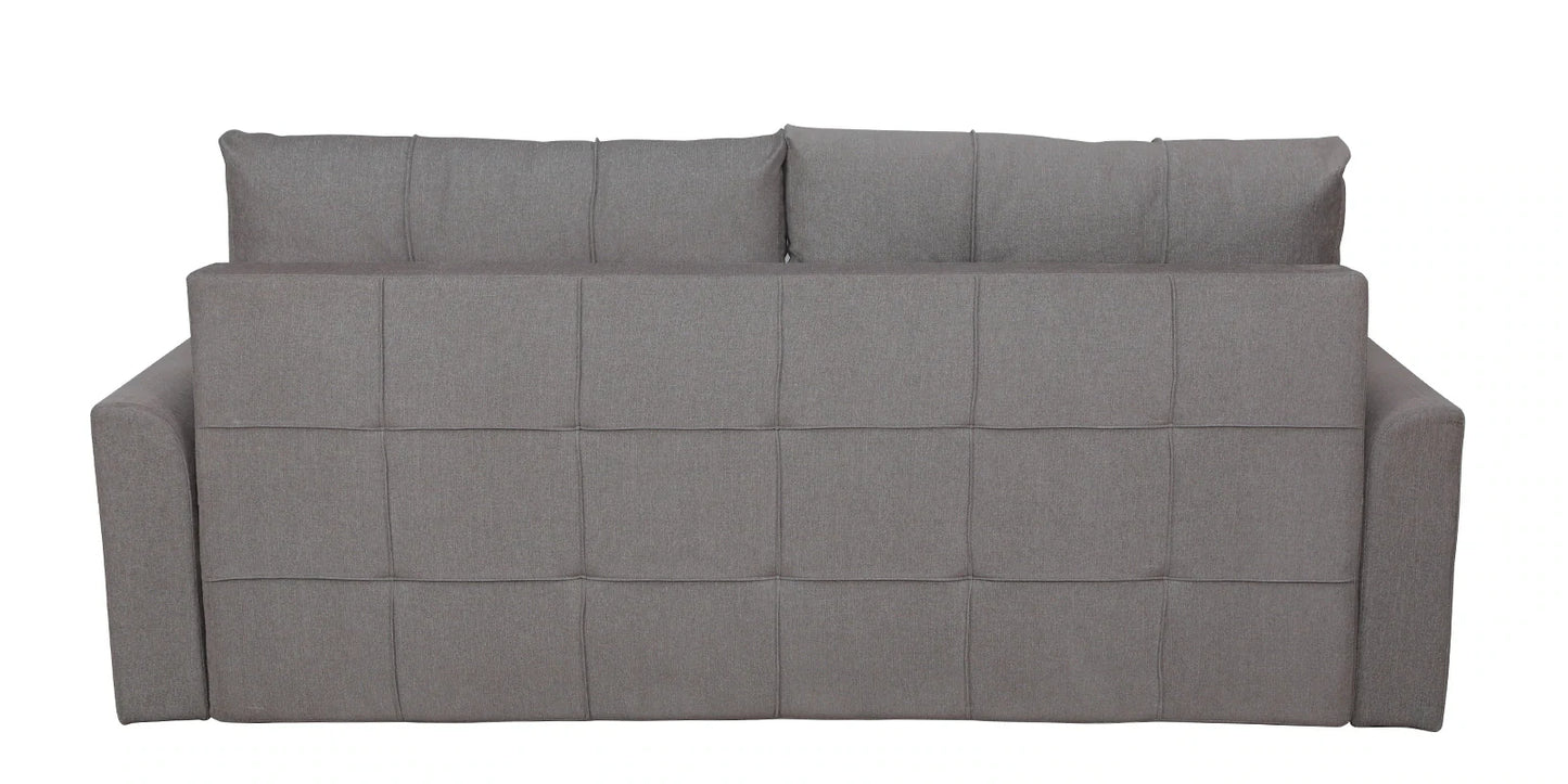 Fabric Pull Out Sofa Cum Bed In Sandy Brown Colour With Storage