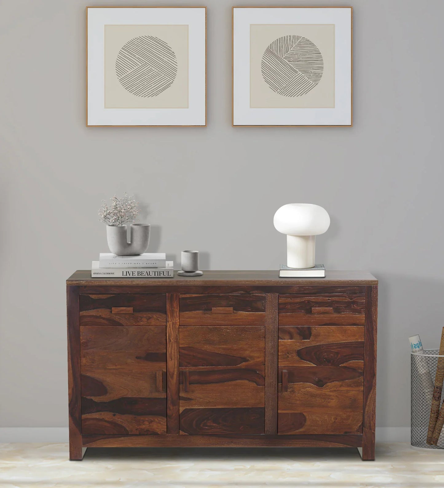 Sheesham Wood Sideboard In Provincial Teak Finish