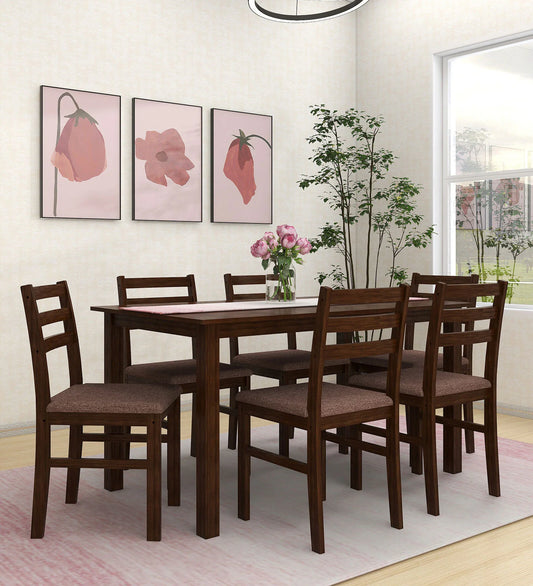 6 Seater Dining Set in Dark Cappuccino Finish