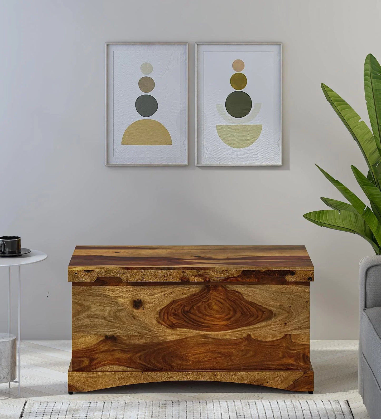 Sheesham Wood Trunk in Scratch Resistant Rustic Teak Finish