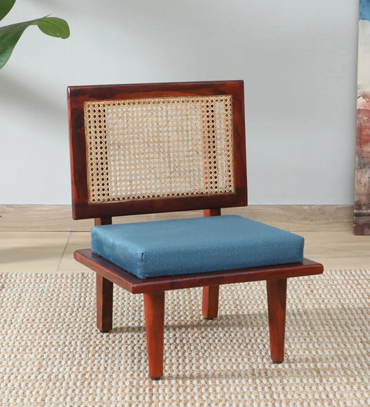 Sheesham Wood Slipper Chairs with Cushion In Honey Oak Finish