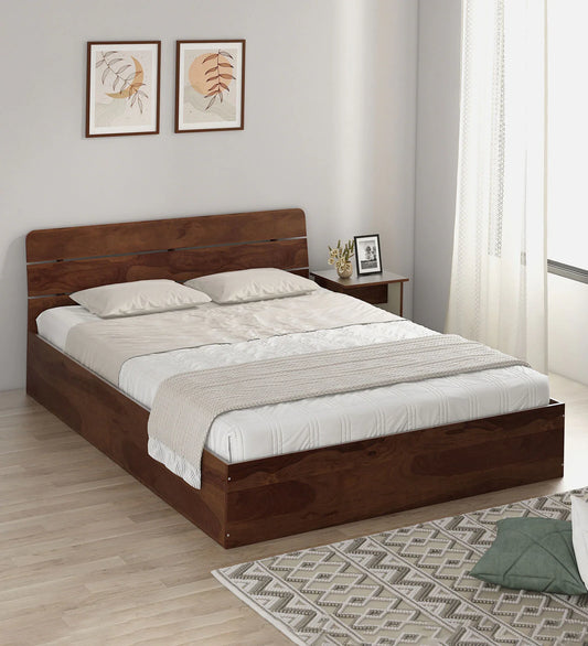 Queen Bed In Sheesham Finish With Box Storage