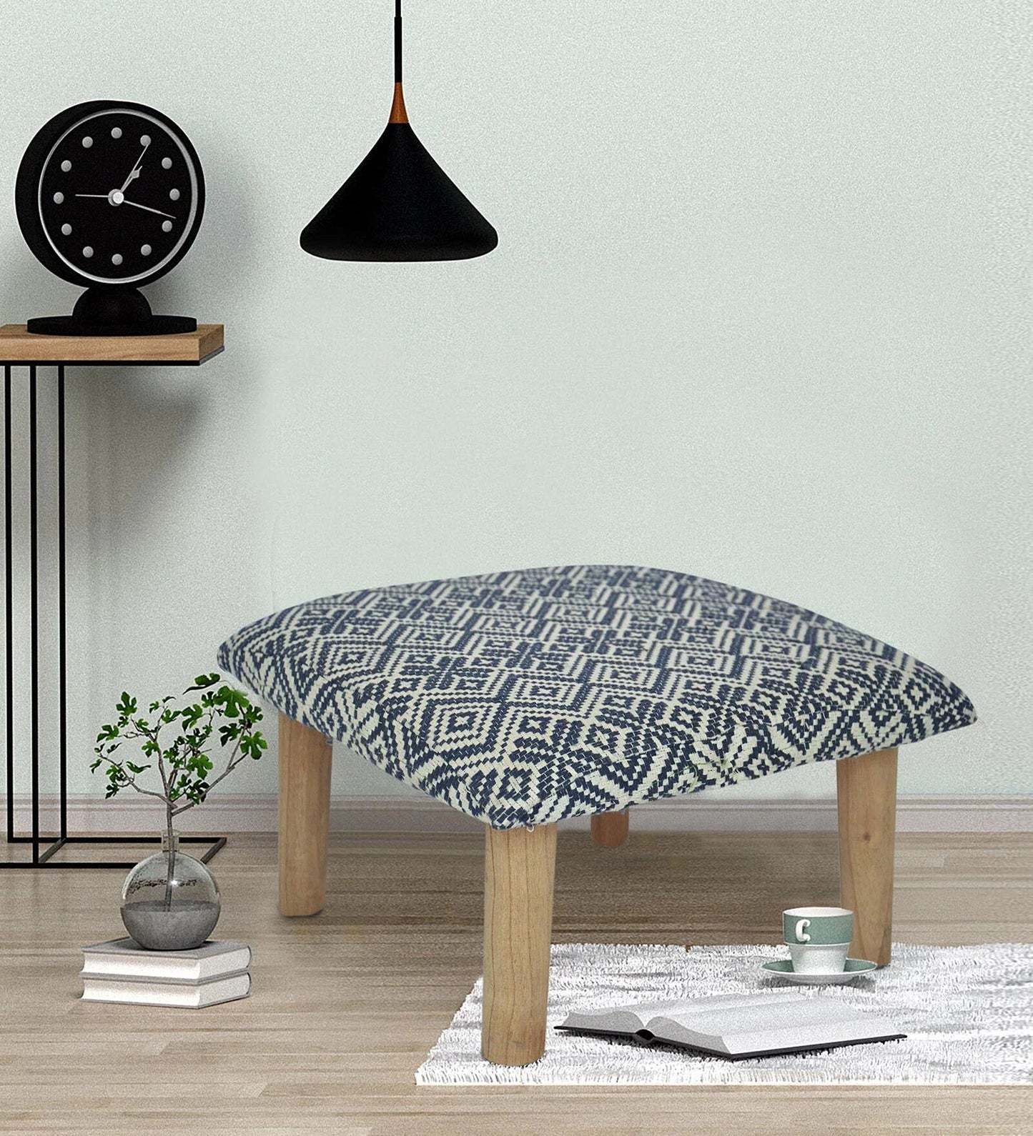 Teviston Solid Wood Foot Stool in Grey Colour