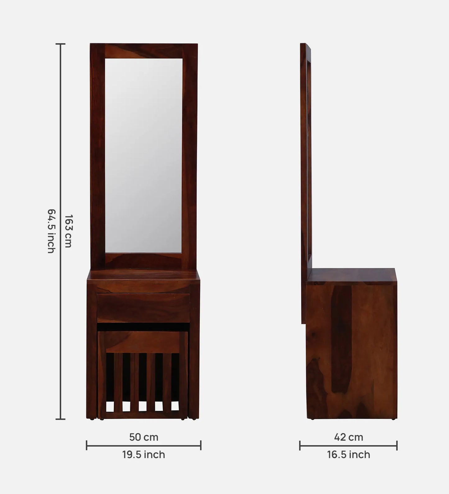 Sheesham Wood Dresser in Honey Oak Finish With Stool