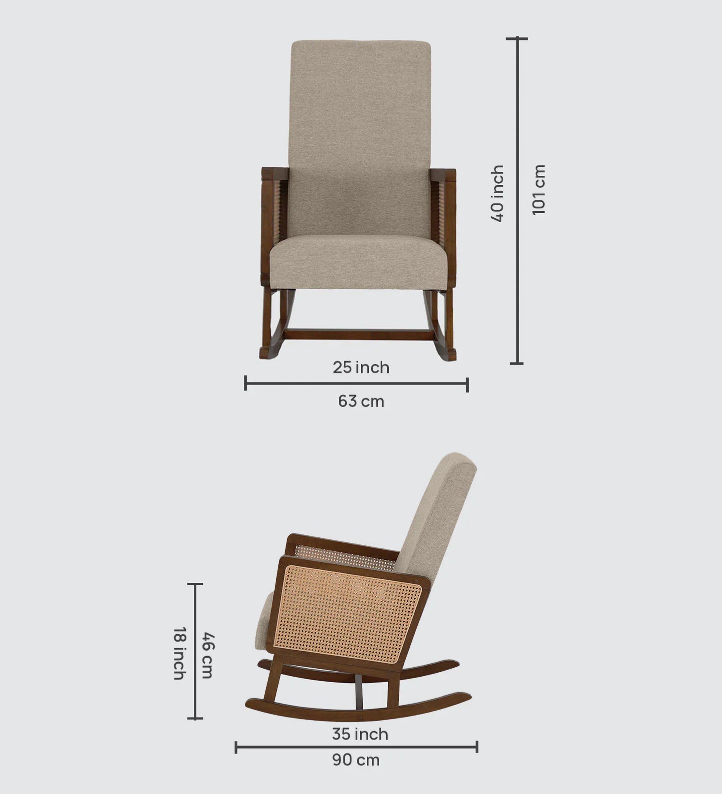 Vega Rocking Chair in Brown Finish